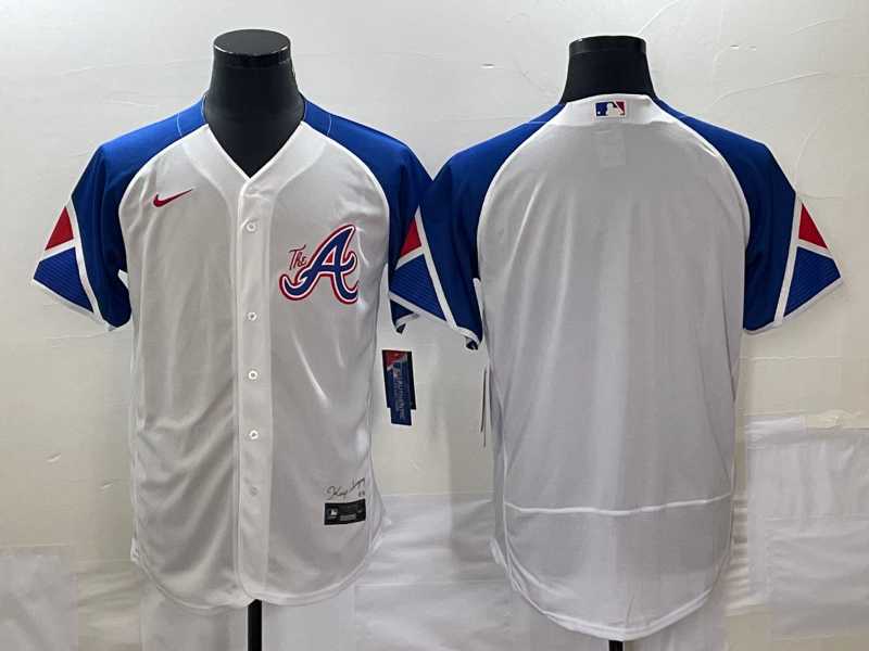 Men%27s Atlanta Braves Blank White 2023 City Connect Flex Base Stitched Baseball Jersey